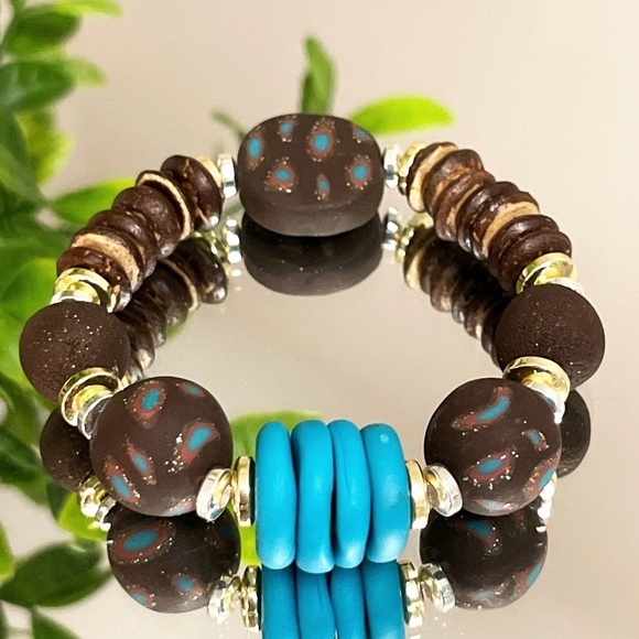 Handmade ✋🏻✨Beautiful adjustable necklace and elastic bracelet set - Picture 4 of 7